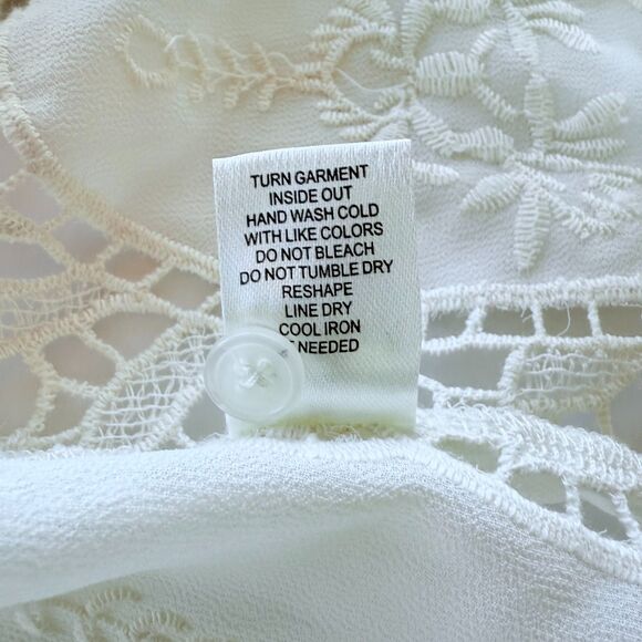 NWOT Aratta Embellished Embroidered Lace Button Back 3/4 Sleeve Blouse in Ivory - Picture 8 of 11